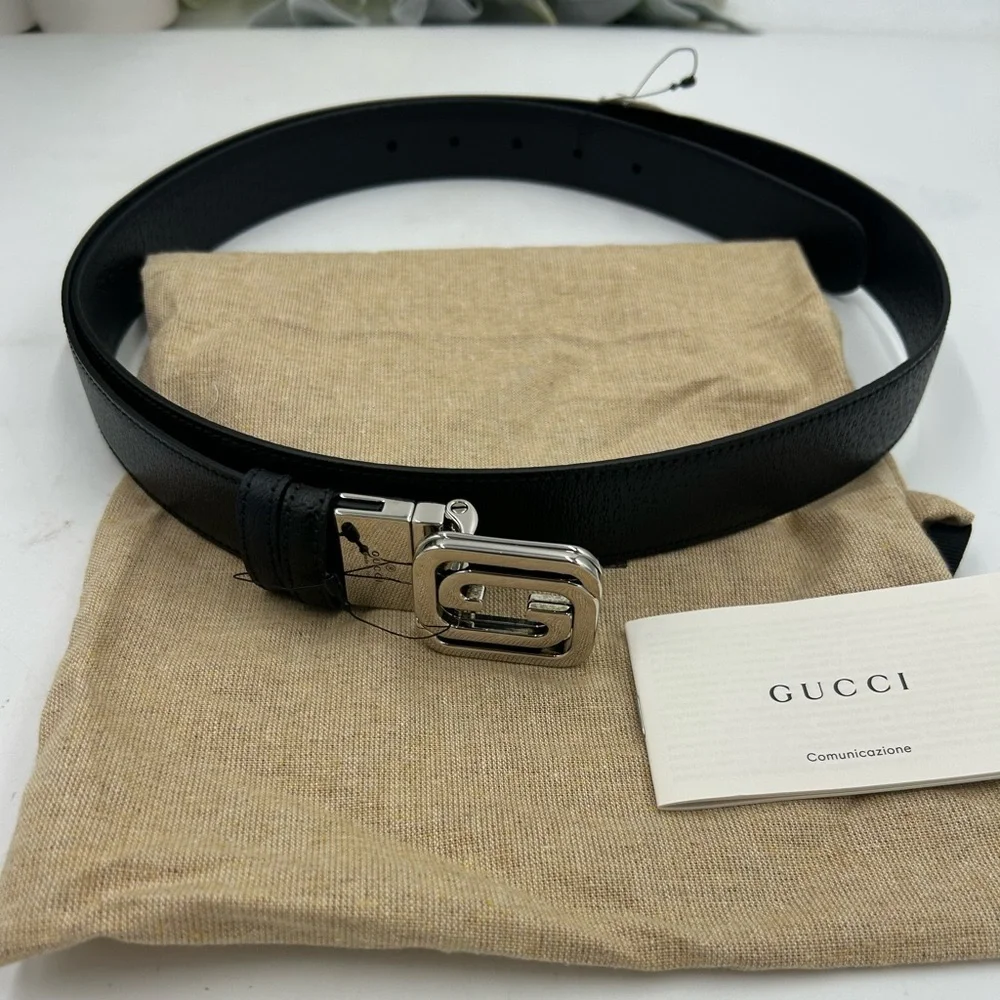 Men's Gucci interlocking G leather belt 120 cm/46 inches made in Italy